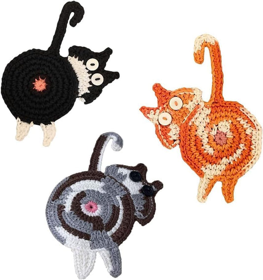 Drink Coaster | Cat Gifts for Cat Lovers,Fun Woven Creative Coasters,Cute Coffee Coaster for Home Decor Tabletop Protection Suitable for Kinds Cups (3PC)