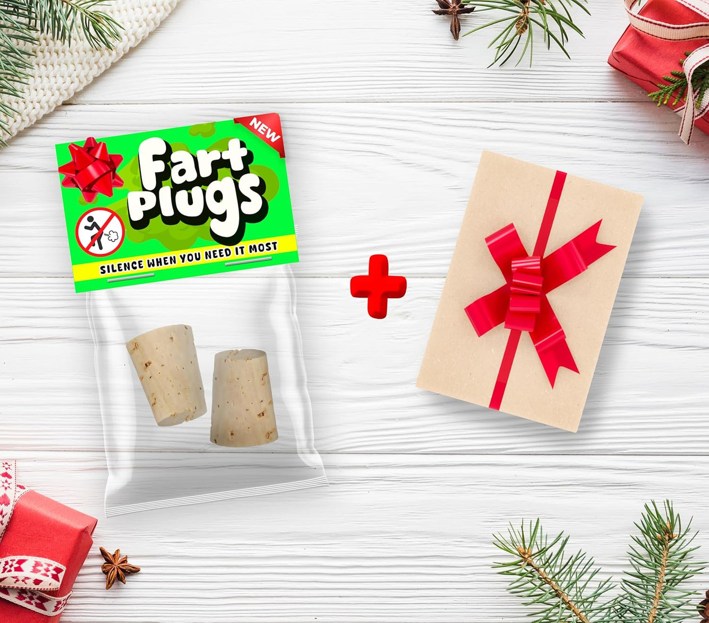 Funny Stocking Stuffers Fart Plug Gag Gift, Novelty Christmas Party Prank & White Elephant Gifts For Adults, Boyfriend, Husband Or Friends, Prize For Christmas Games, Birthday Or Secret Santa