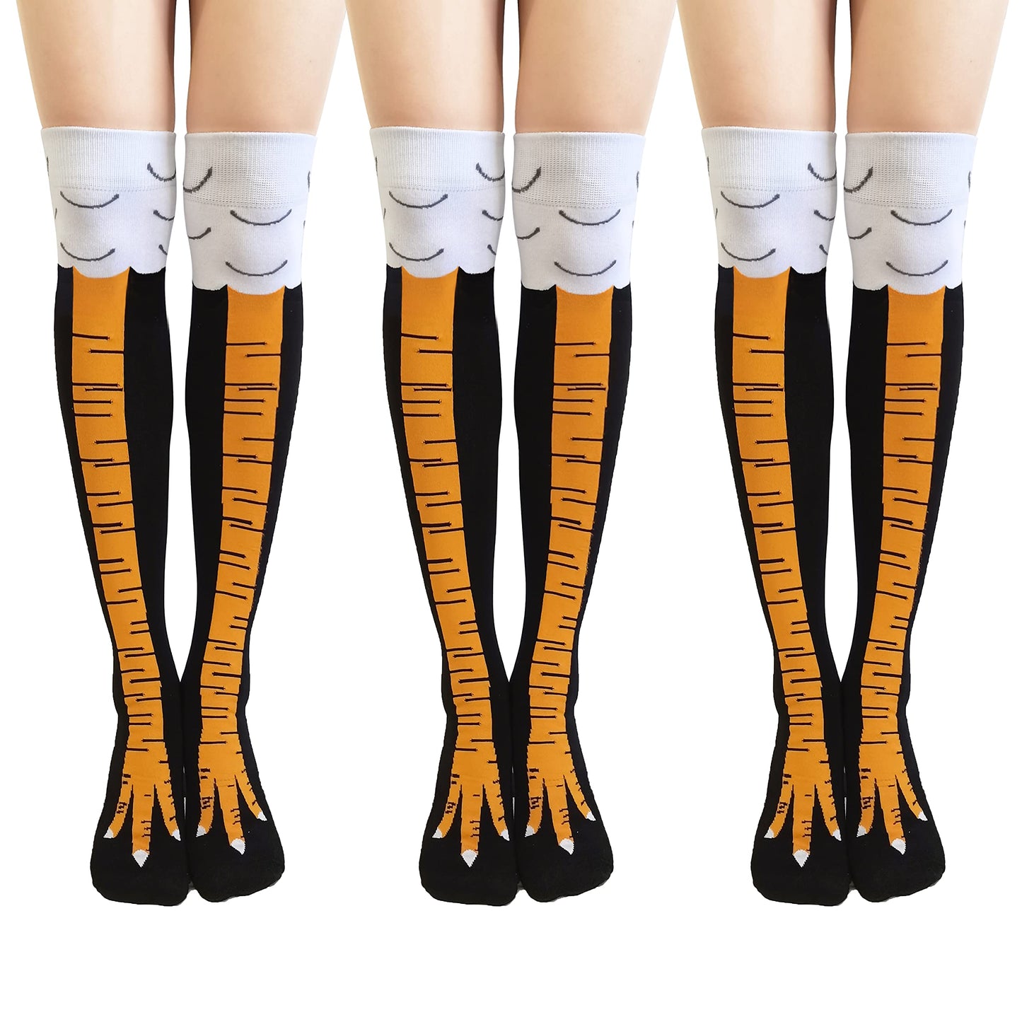 WHOTAY Crazy Funny Chicken Leg Socks for Women Men Novelty Chicken Feet Socks White Elephant Gifts for Adults Gag Gifts