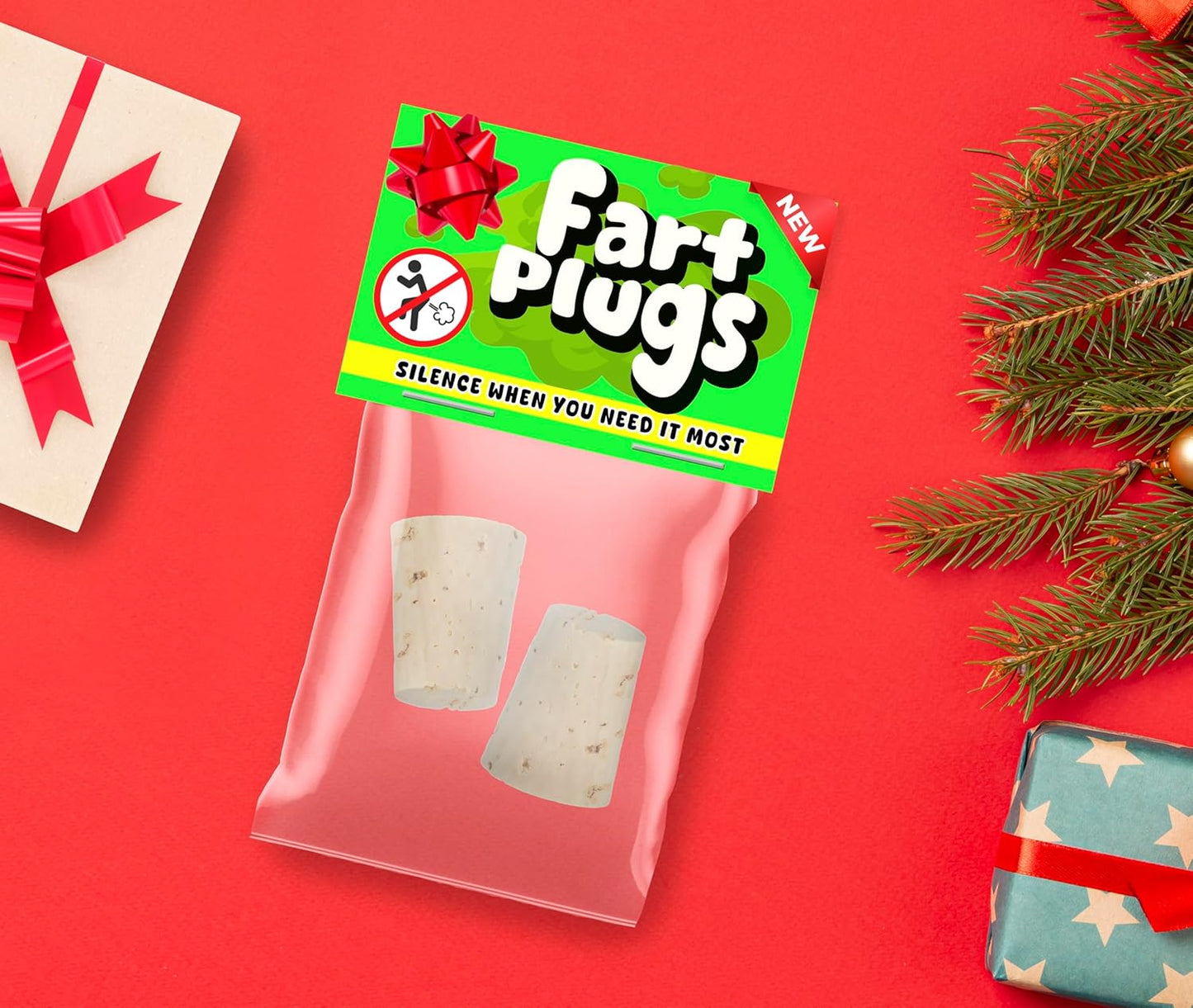 Funny Stocking Stuffers Fart Plug Gag Gift, Novelty Christmas Party Prank & White Elephant Gifts For Adults, Boyfriend, Husband Or Friends, Prize For Christmas Games, Birthday Or Secret Santa